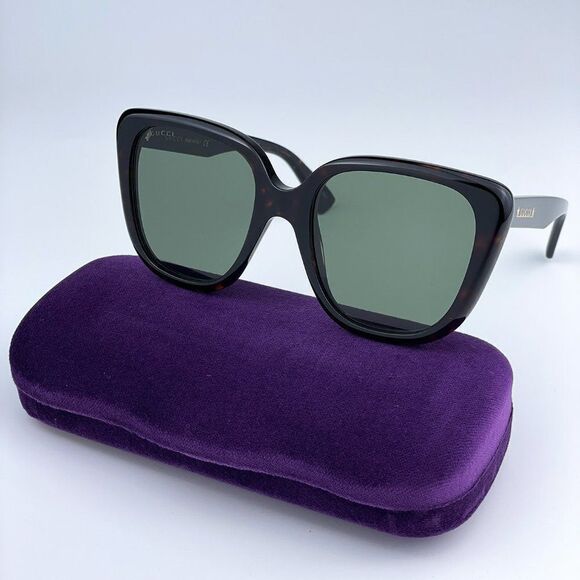 NEW Gucci GG1169S 003 Havana Green Square Oversized Women Sunglasses - Picture 1 of 11
